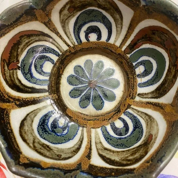 El Palomar Ken Edwards Mexican Pottery Blue Lotus Bowl Collector Vintage - Picture 3 of 10